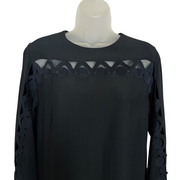 Akris Punto Navy Blue Scallop Wave Cutout Knee-Length Shift Dress - Picture 4 of 10